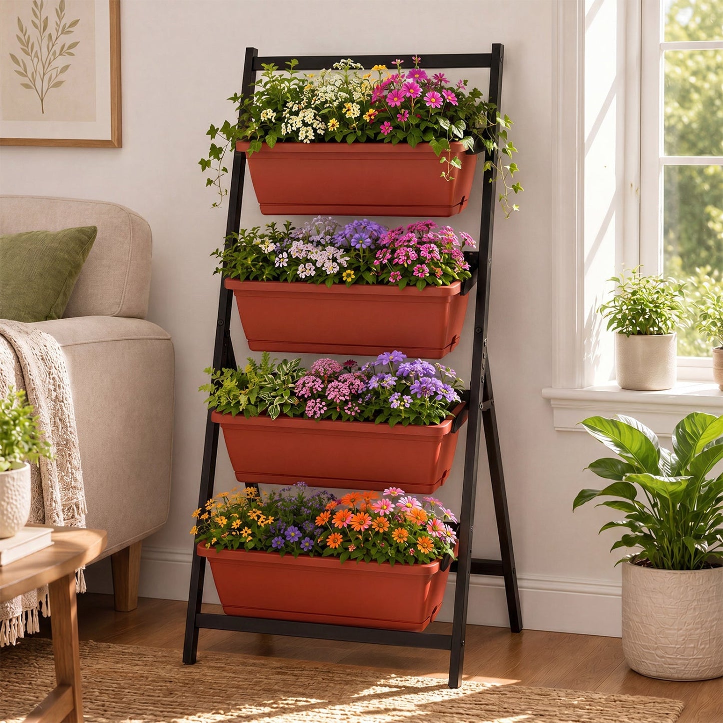 4-Tier Vertical Raised Garden Bed with Drainage Holes