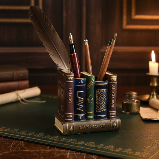Vintage Resin Book Pen Holder Organizer