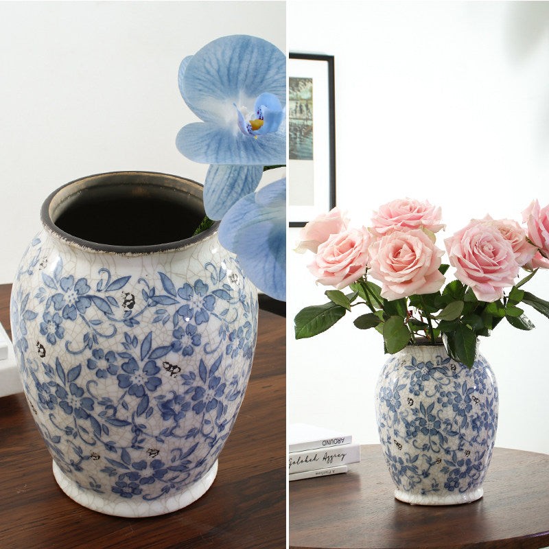 Blue and White Ceramic Vase for Home Decor
