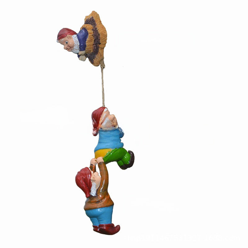 Garden Hanging Ornament: Dwarf Climbing an Elderly Man