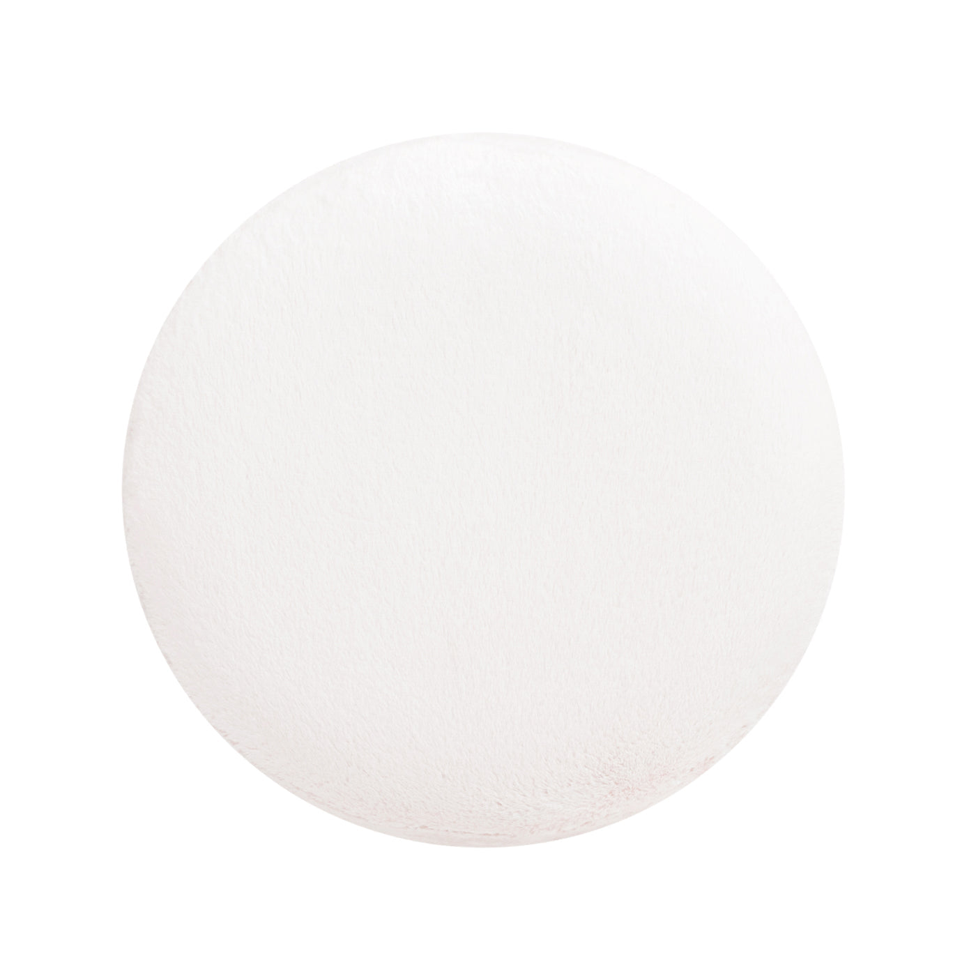 Tilly 16.5" Round Fur Upholstered & Burl Pouf Ottoman