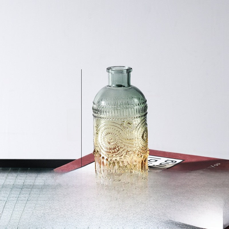Embossed Glass Vase for Home Decoration