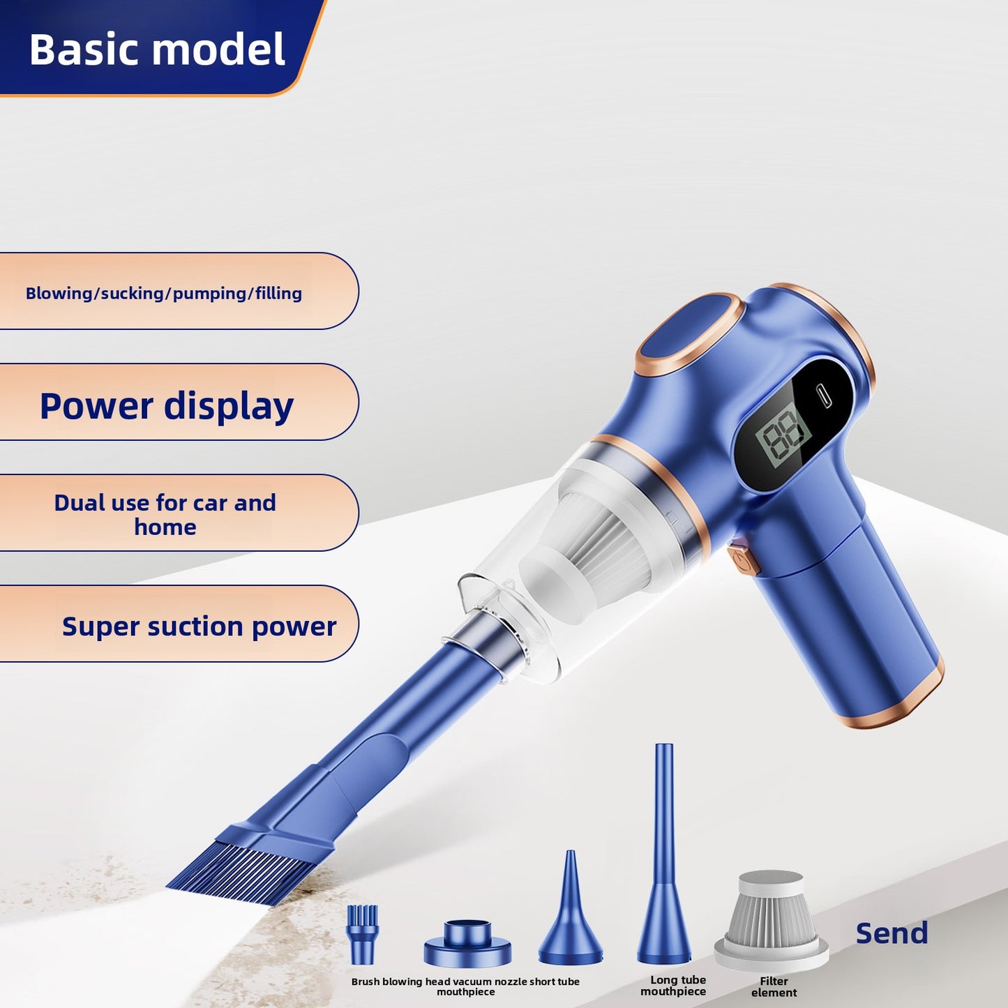Wireless portable high-suction vacuum cleaner
