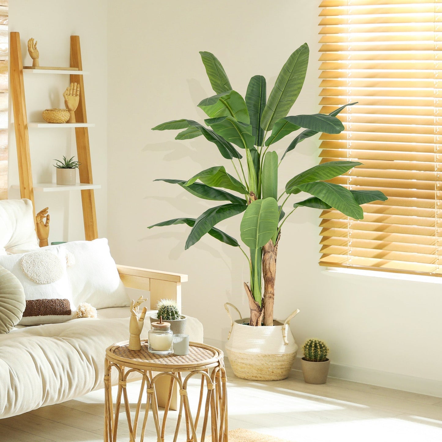 5.3 Feet Tall Bird of Paradise Artificial Plant Faux Banana Leaf Tree
