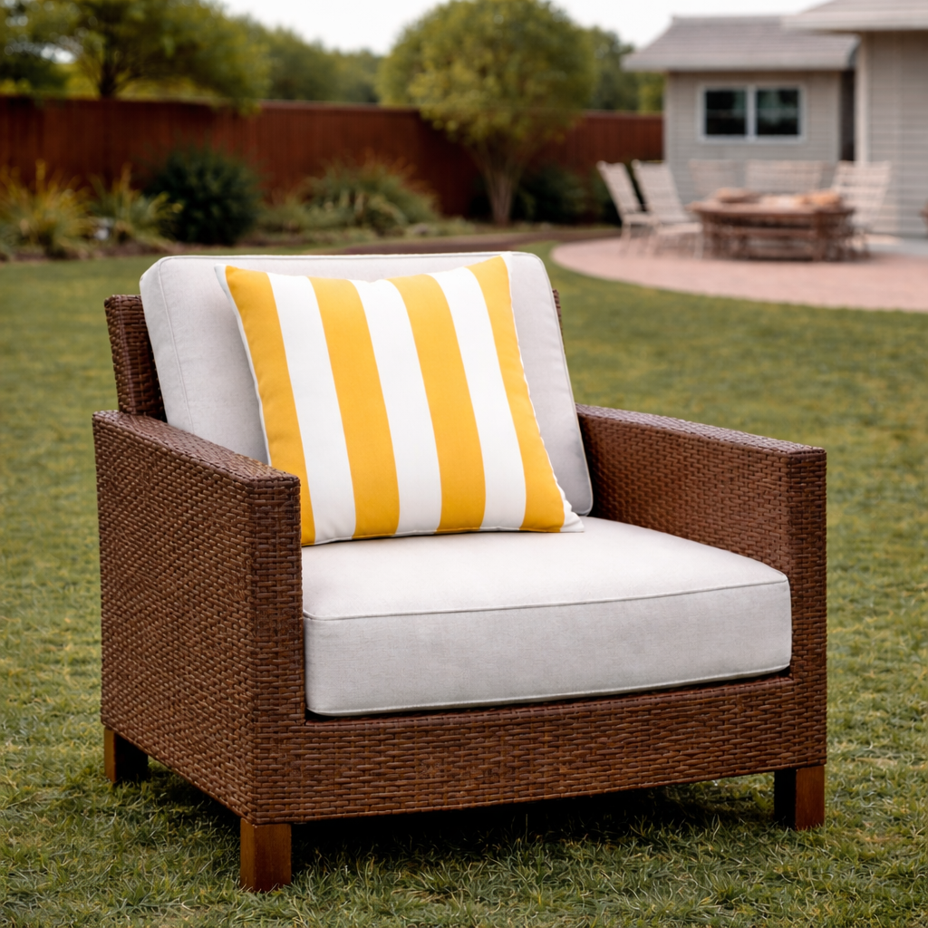 2 Pack Outdoor Throw Pillows in Yellow/White