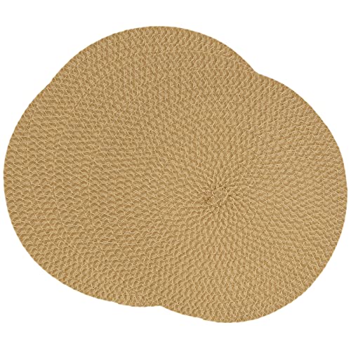 Fennco Styles Modern Everyday Textured Placemats 15 Inches Round, Set of 4 – Black Woven Table Mats for Home, Dining Room Décor, Banquets, Indoor & Outdoor and Special Events