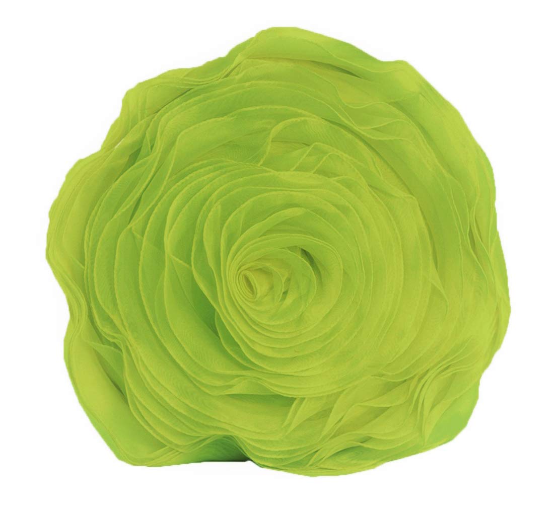 Fennco Styles Hayley Rose Chiffon Flower Decorative Filled Throw Pillow 13-Inch Round