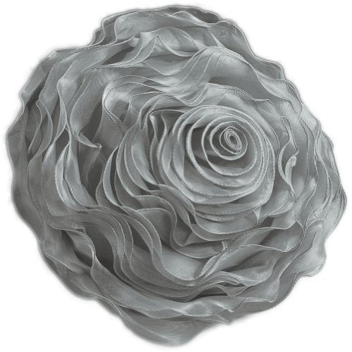 Fennco Styles Hayley Rose Chiffon Flower Decorative Filled Throw Pillow 13-Inch Round