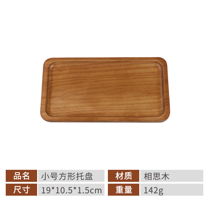 Acacia Wood Tray Japanese-Style Tea Tray Household Solid Wood Dinner Plate Rectangular Coaster Wooden Tray Coffee Shop Cake Candy