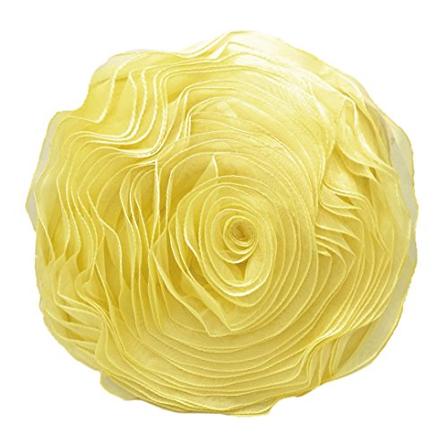 Fennco Styles Hayley Rose Chiffon Flower Decorative Filled Throw Pillow 13-Inch Round