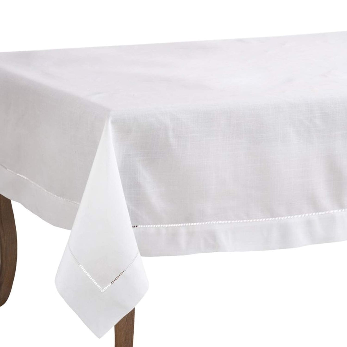Fennco Styles Basic Collection Classic Handmade Hemstitch Trim Border 100% Pure Linen Tablecloth