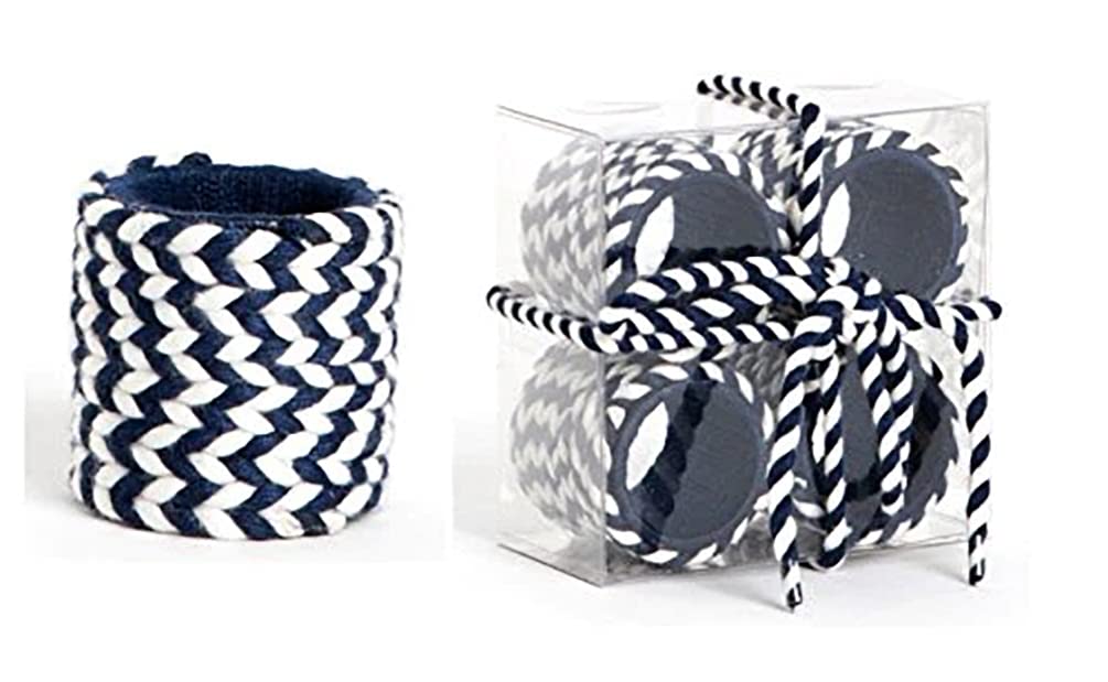 Fennco Styles Two Tone Braid Design Napkin Rings, Set of 4