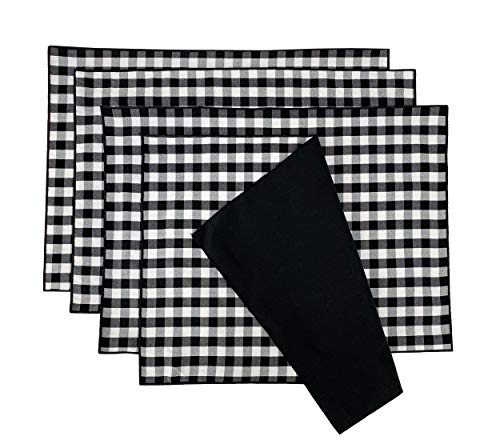 Fennco Styles Handmade Reversible Checkered Border Design Table Runner - Check Table Cover for Home, Dining Table, Banquet and Special Occasion