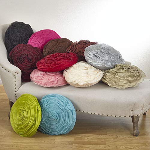Fennco Styles Hayley Rose Chiffon Flower Decorative Filled Throw Pillow 13-Inch Round