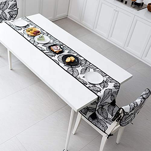 Fennco Styles Black and White Checker Woven Table Runner - 14 x 71 Inch Check Runner Table Centerpiece for Dining Home Decor, Indoor Parties, Holiday Events Tassel Table Runner