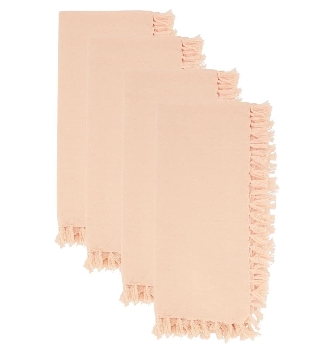 Fennco Styles Lizette Fringed Festive Cotton Napkins 20-inch Square, Set of 4