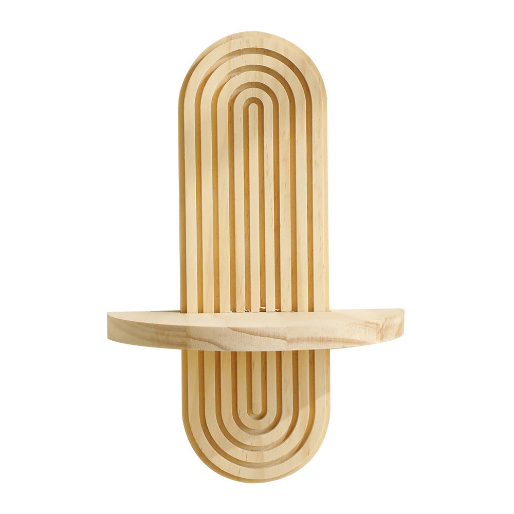 Bohemian Oval Thread Solid Wood Wall Flower Pot Storage Rack