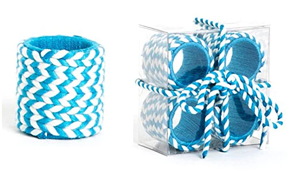 Fennco Styles Two Tone Braid Design Napkin Rings, Set of 4