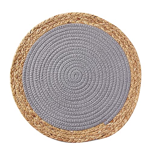 Fennco Styles Hand-Woven Rattan Cotton Rope Placemats Round, Set of 4 - Braided Table Mats Heat Resistant Insulation for Home, Boho Décor, Dining Table, Banquets, Special Events
