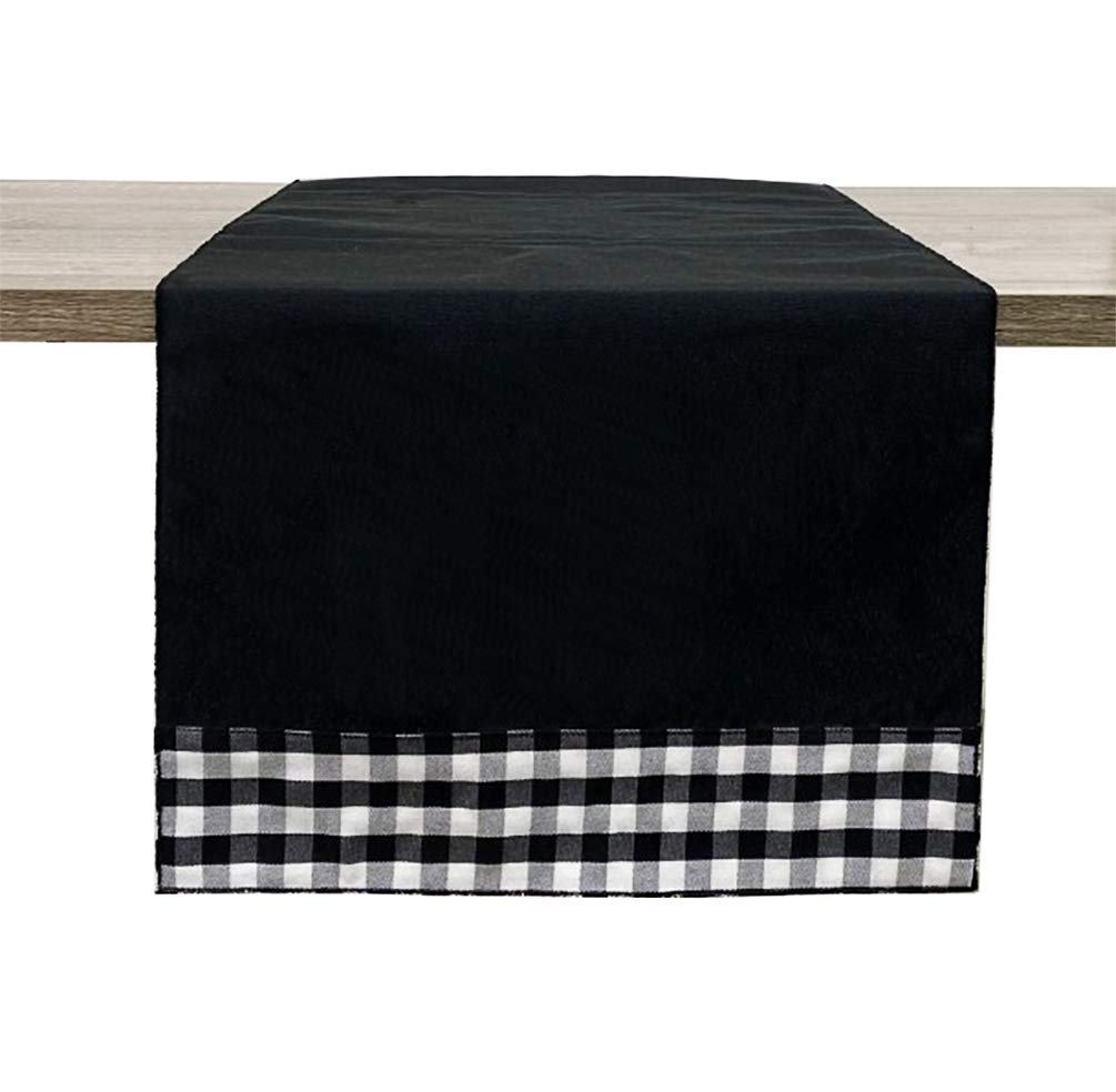 Fennco Styles Handmade Reversible Checkered Border Design Table Runner - Check Table Cover for Home, Dining Table, Banquet and Special Occasion