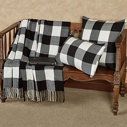 Fennco Styles Rustic Buffalo Plaid 100% Cotton Throw Blanket with Hand-Knotted Fringe