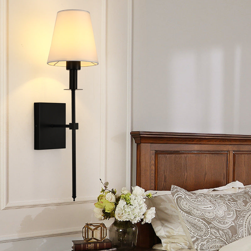 American Style Fabric Wall Lamp for Bedroom and Hotel