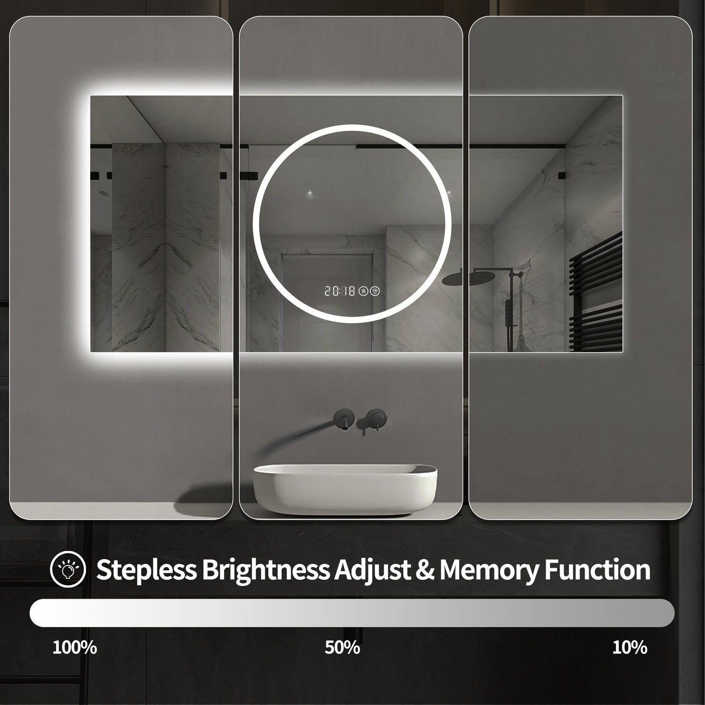 48x24 Inch Bathroom Mirror with LED Lights