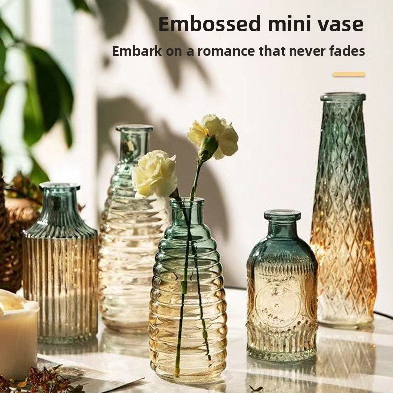Embossed Glass Vase for Home Decoration