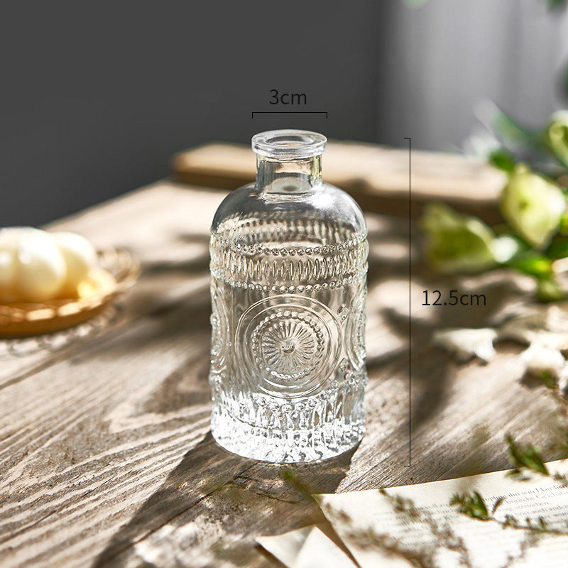 Embossed Glass Vase for Home Decoration