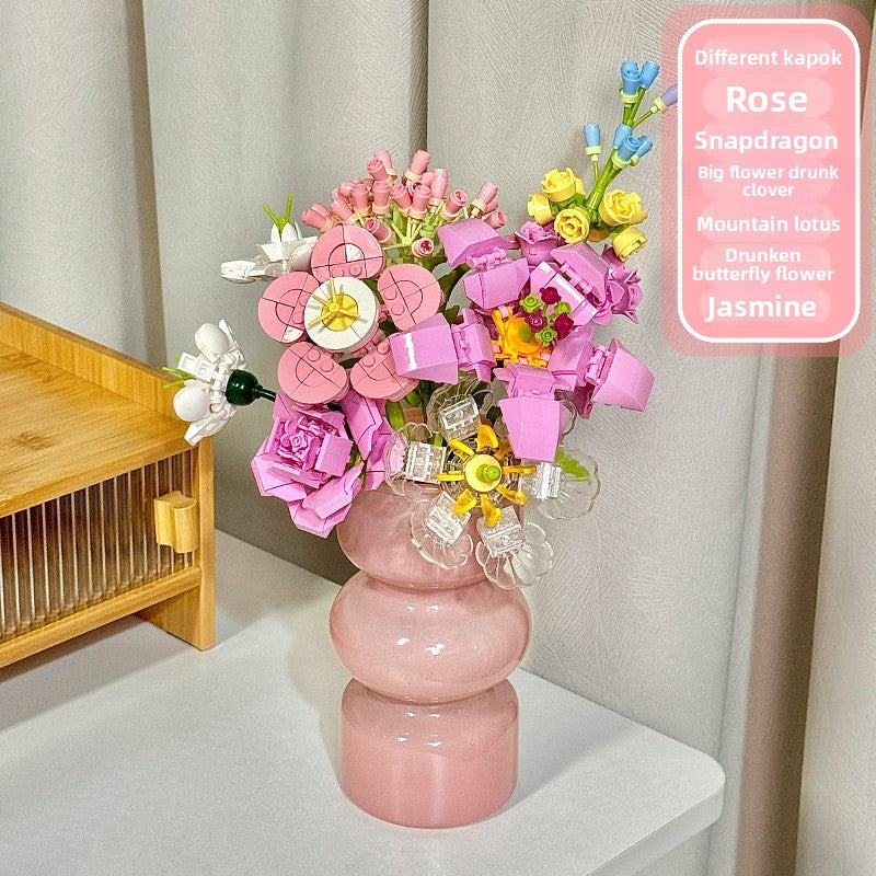 Eternal Flower Building Blocks Set with Vase