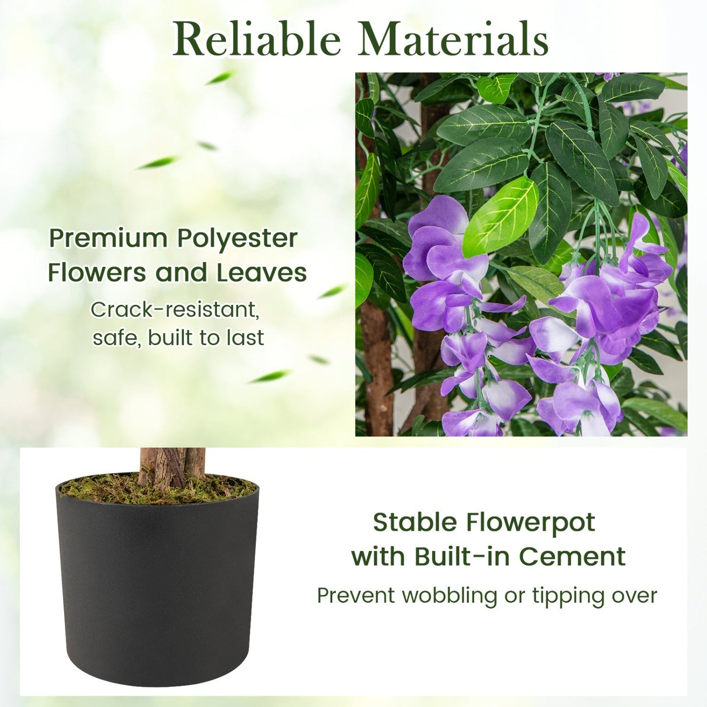 Artificial Wisteria Tree 5.5 FT with Nursery Pot Set of 2