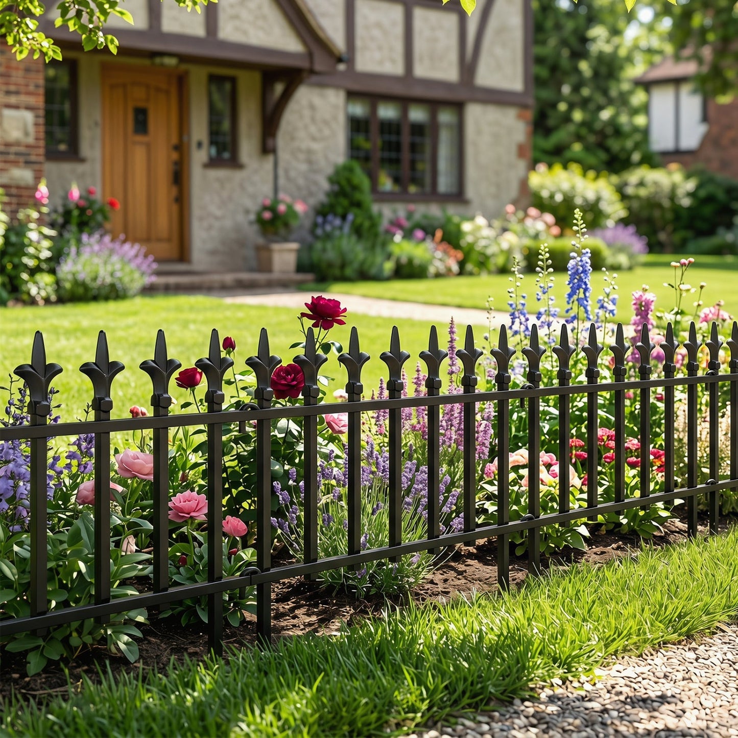 Decorative Metal Garden Fence 5-Pack or 10-Pack No-Dig