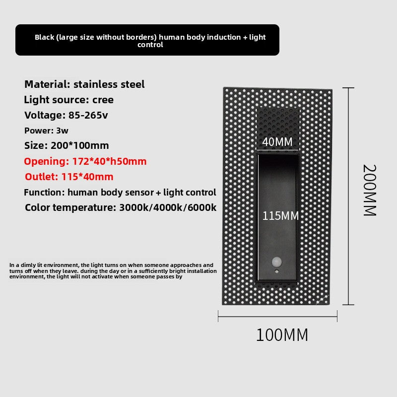Frameless Step Light with Human Sensor