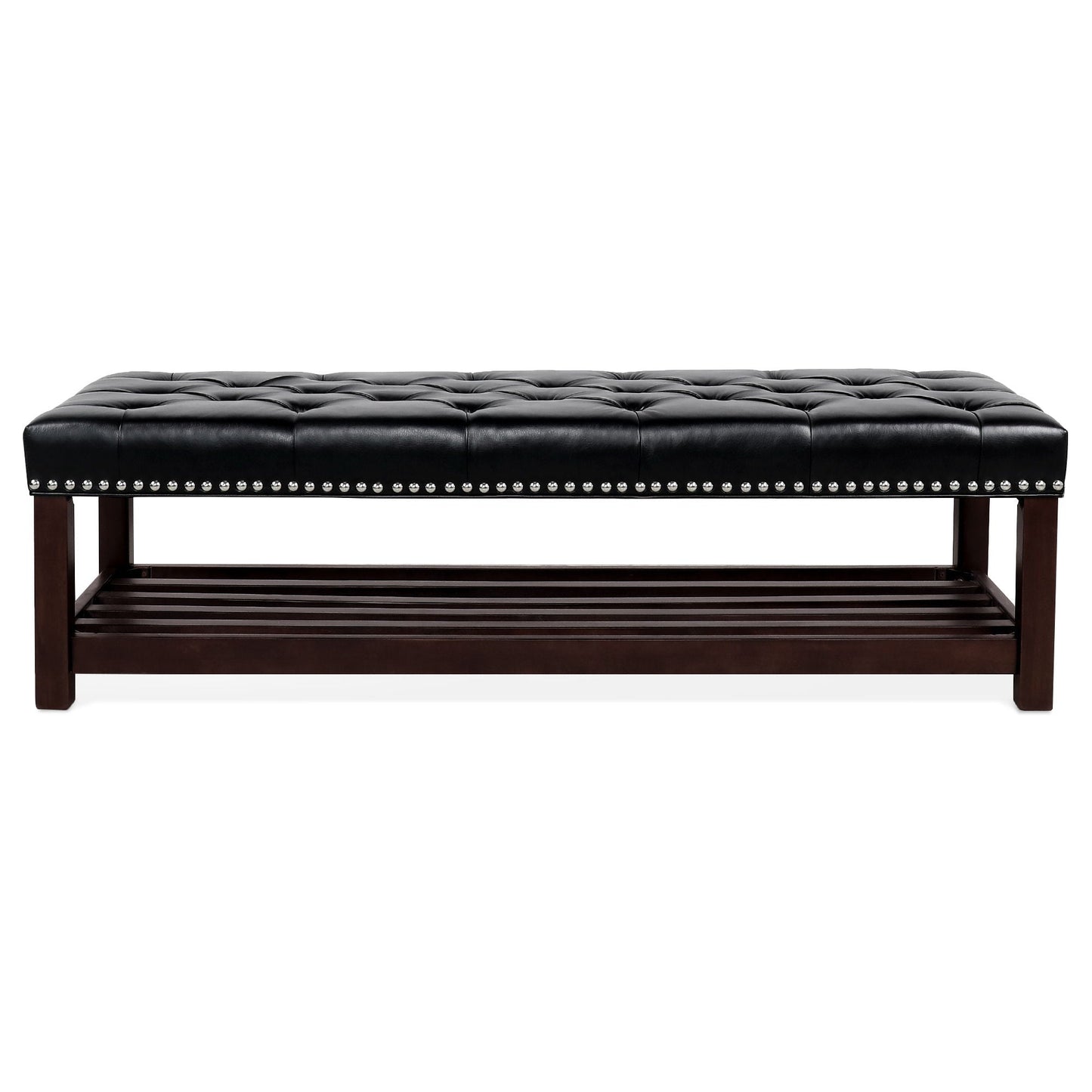 Bedroom End Of Bed Bench Tufted Upholstered End Of Bed Bench End Of Bed Entrance Shoe Bench With Nailhead Trim And Shelf Bedroom Upholstered Bench Living Room Shoe Rack Footstool