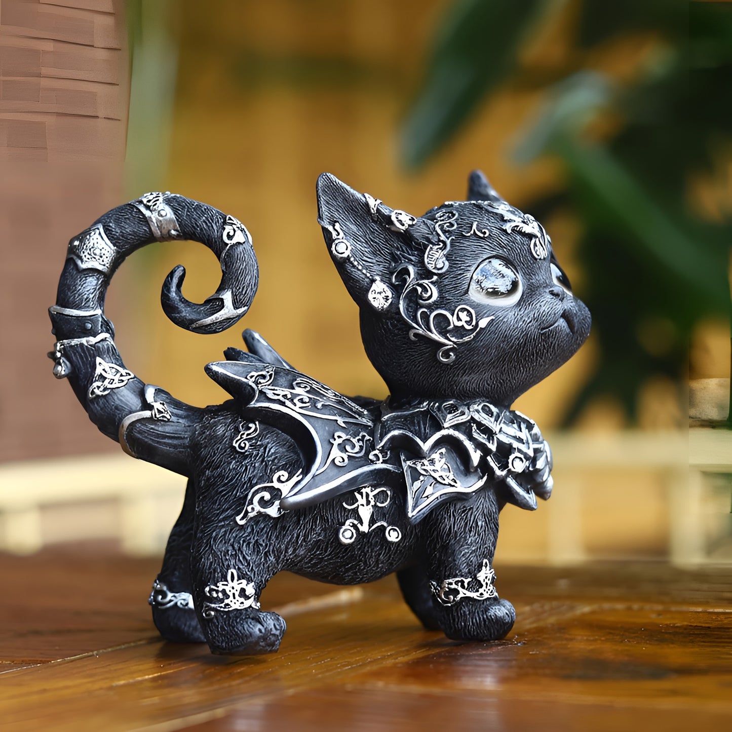 Mysterious Black Cat Resin Ornament
