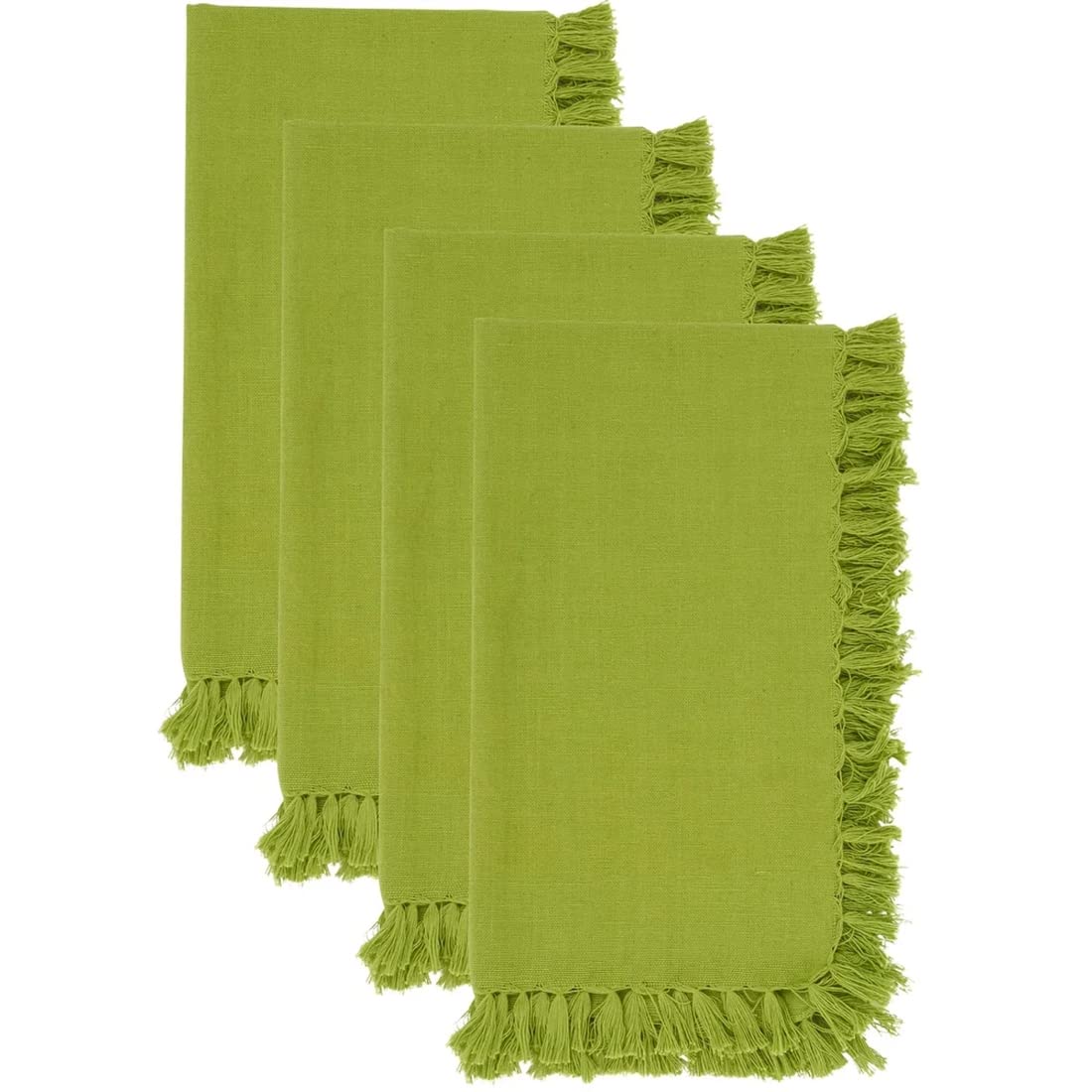 Fennco Styles Lizette Fringed Festive Cotton Napkins 20-inch Square, Set of 4