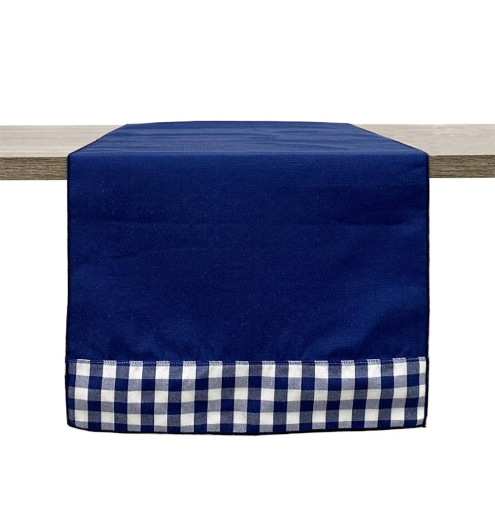 Fennco Styles Handmade Reversible Checkered Border Design Table Runner - Check Table Cover for Home, Dining Table, Banquet and Special Occasion