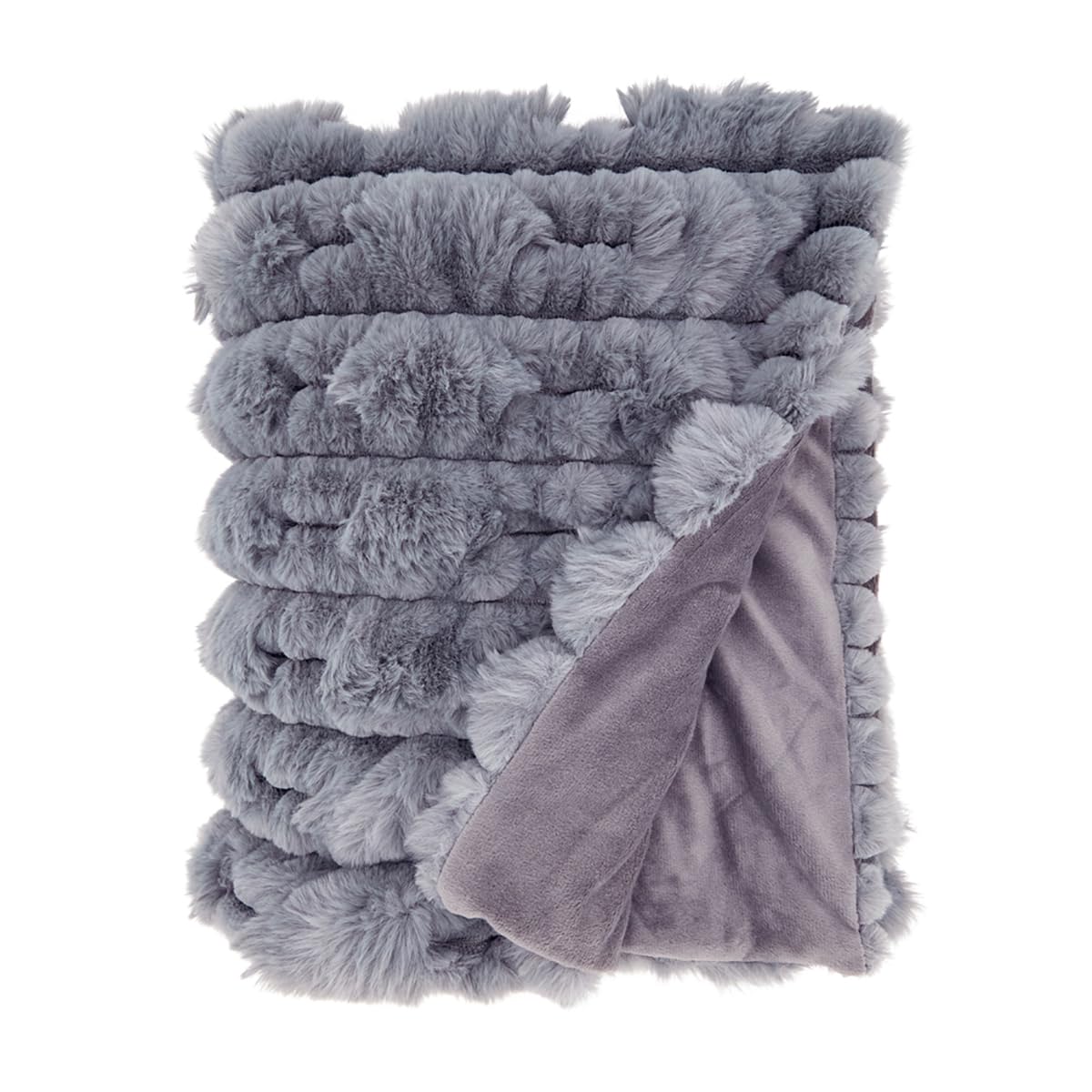 Fennco Styles Faux Rabbit Fur Throw Blanket 50" W X 60" L - Grey Plush Fluffy Soft Blanket for Home, Couch, Bedroom, Living Room, Office, and Holiday Décor