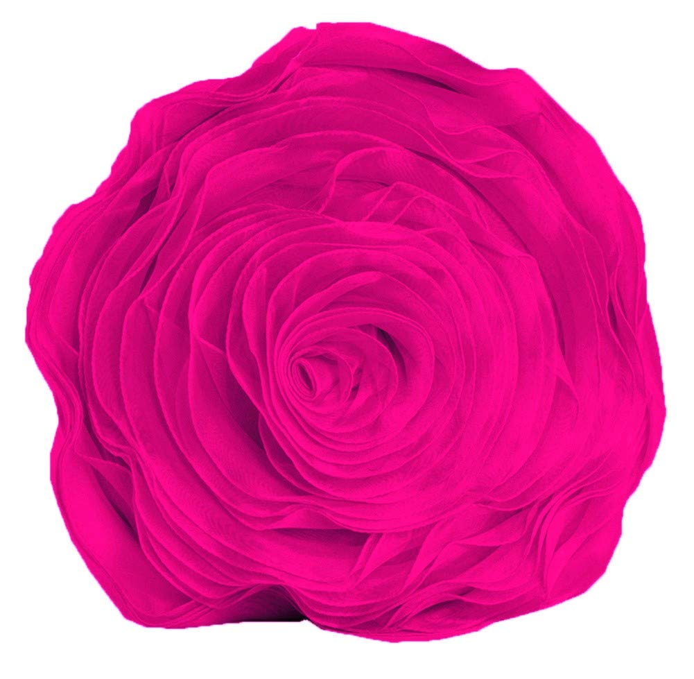 Fennco Styles Hayley Rose Chiffon Flower Decorative Filled Throw Pillow 13-Inch Round