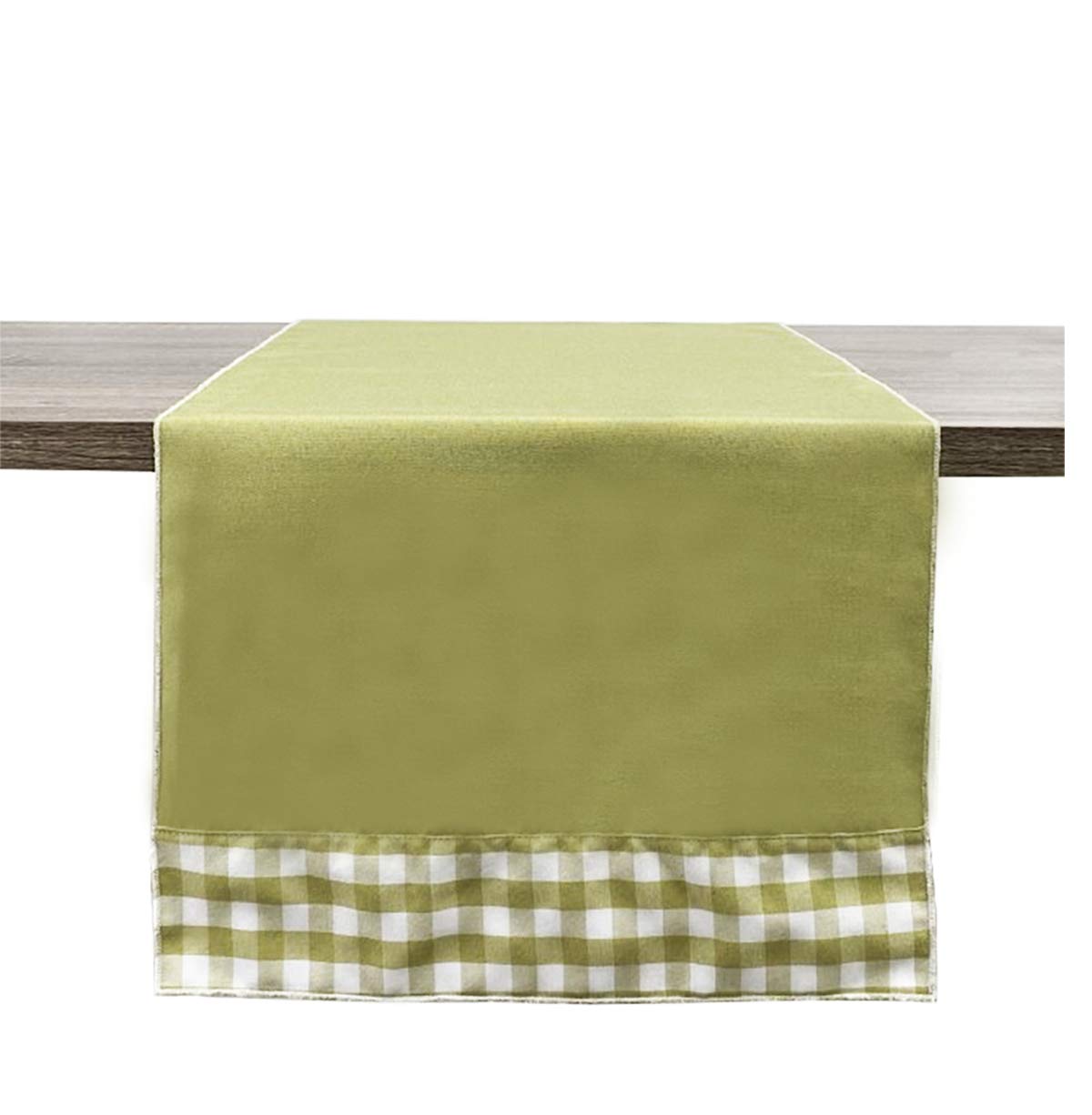 Fennco Styles Handmade Reversible Checkered Border Design Table Runner - Check Table Cover for Home, Dining Table, Banquet and Special Occasion