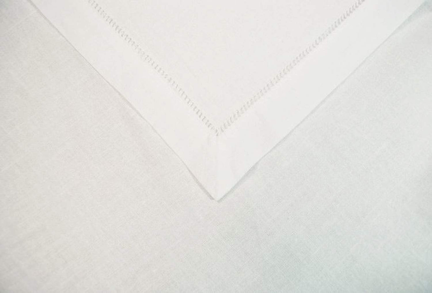 Fennco Styles Basic Collection Classic Handmade Hemstitch Trim Border 100% Pure Linen Tablecloth