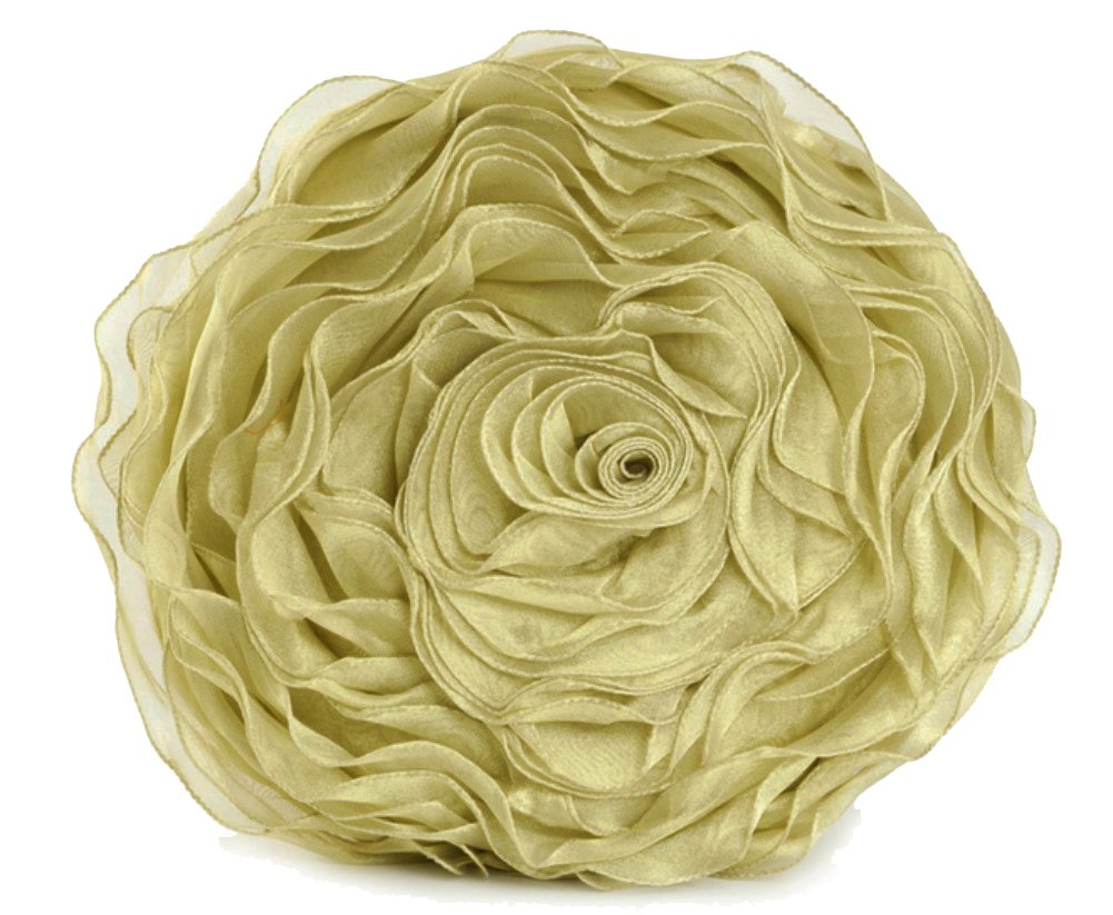 Fennco Styles Hayley Rose Chiffon Flower Decorative Filled Throw Pillow 13-Inch Round