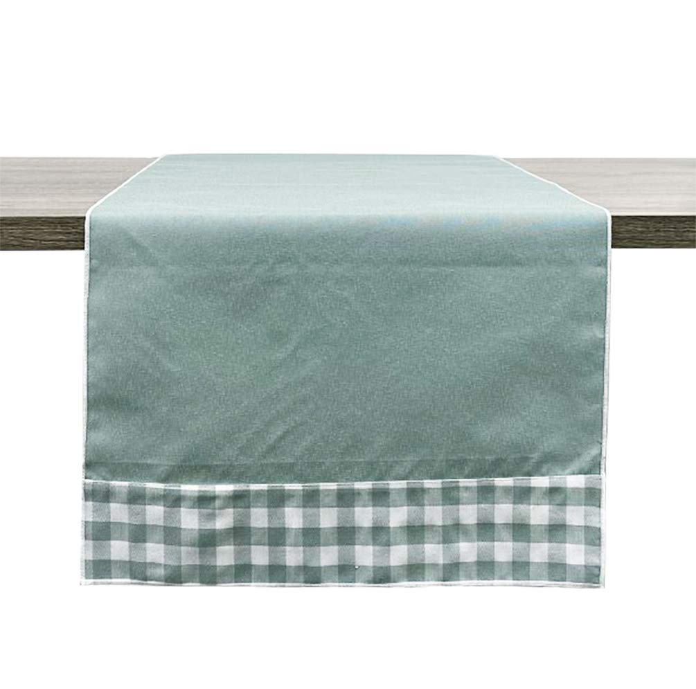 Fennco Styles Handmade Reversible Checkered Border Design Table Runner - Check Table Cover for Home, Dining Table, Banquet and Special Occasion