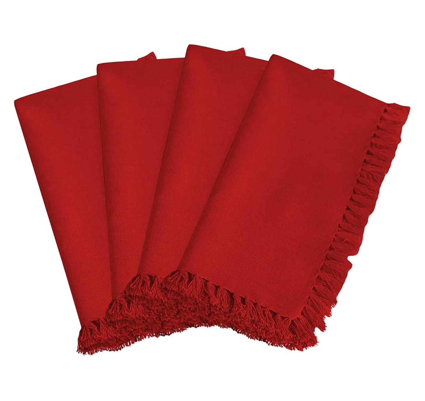 Fennco Styles Lizette Fringed Festive Cotton Napkins 20-inch Square, Set of 4