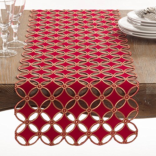 Fennco Styles Buche De Noel Collection Cutwork Design Tablecloth 67 x 67 Inch - Gold Table Cloth for Holiday, Banquets, Family Dinner and Special Events