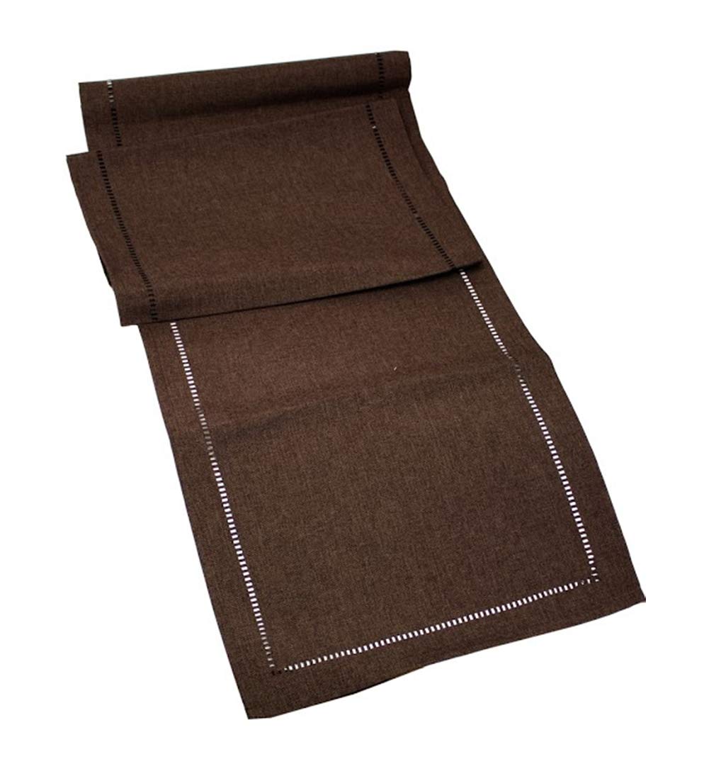 Fennco Styles Badgley Hemstitched Table Runner. 13"X72" Rectangular. One Piece