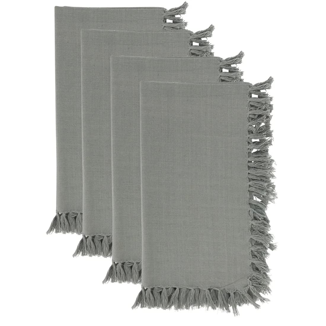 Fennco Styles Lizette Fringed Festive Cotton Napkins 20-inch Square, Set of 4