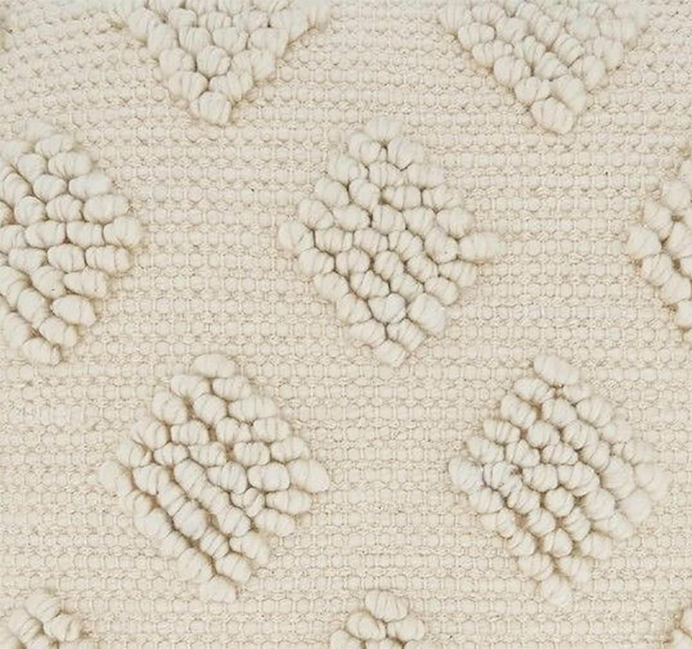 Fennco Styles Pom Pom Diamond Decorative Throw Pillow Cover 18" W x 18" L - Ivory Square Cushion Case for Home, Couch, Bedroom, Living Room and Office Décor