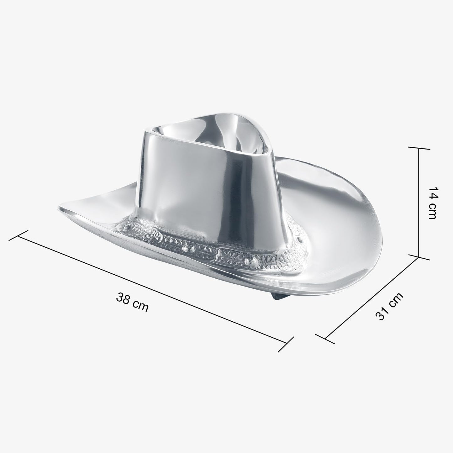 Cowboy Hat Chip and Dip Serving Bowl Silver Brass Snack