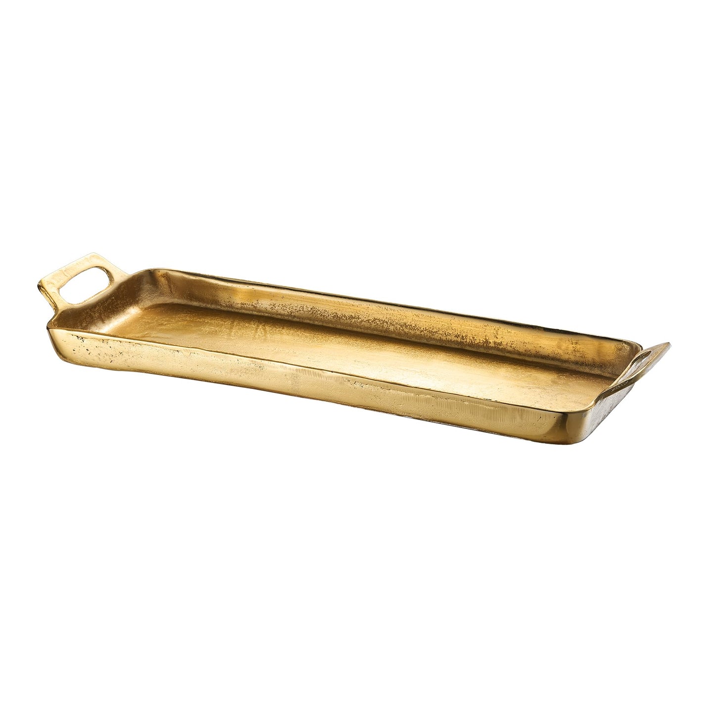 Large Brass Gold Decorative Tray with Handles, 24"